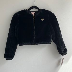 Juicy Couture girls black fake fur coat